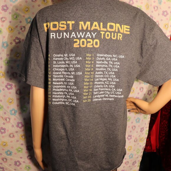 Post Malone 2020 Runaway Tour Double Sided Size large T Shirt Rap Hip - Picture 3 of 4